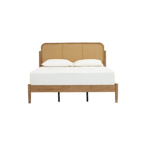 Cama Queen Timo en roble malayo y ratán natural