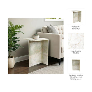 Mesa auxiliar de mármol 20″ × 13″