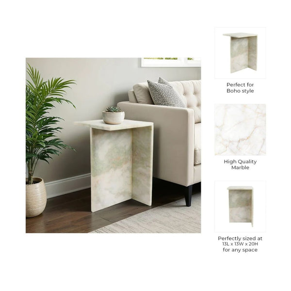 Mesa auxiliar de mármol 20″ × 13″