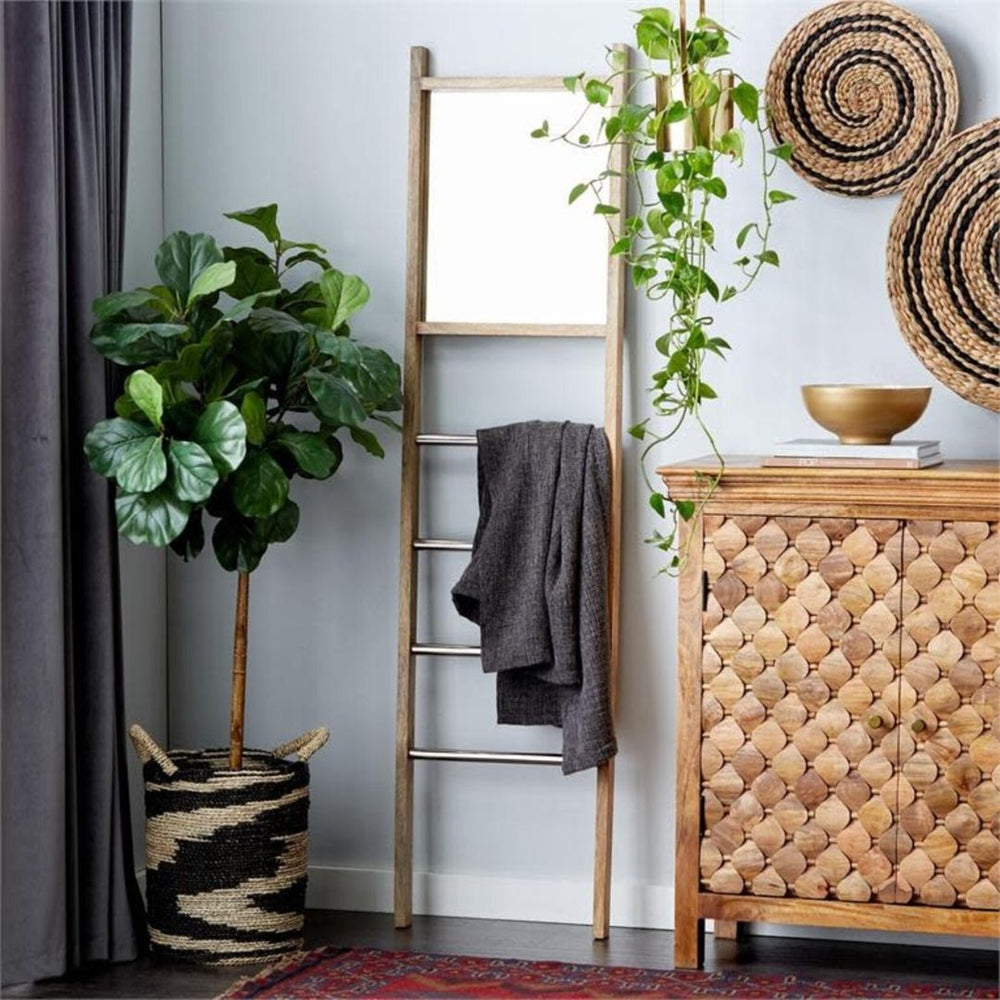 Espejo Decorativo Tipo Escalera con Marco de Madera