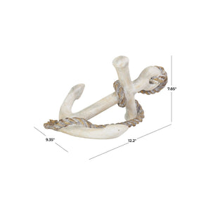 Escultura decorativa de ancla náutica envejecida con cuerda