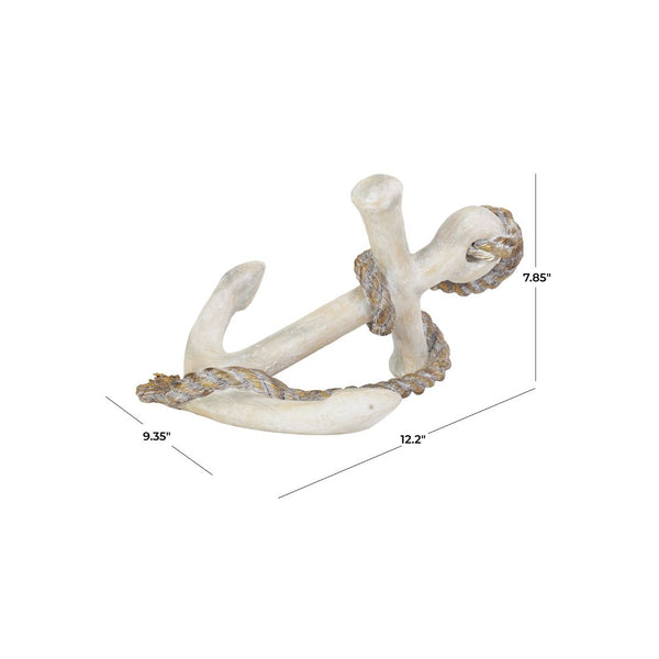 Escultura decorativa de ancla náutica envejecida con cuerda