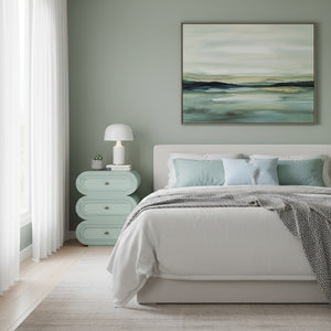 Mesa de Noche Ovalada de 3 Gavetas – Acabado Dugg Egg Blue