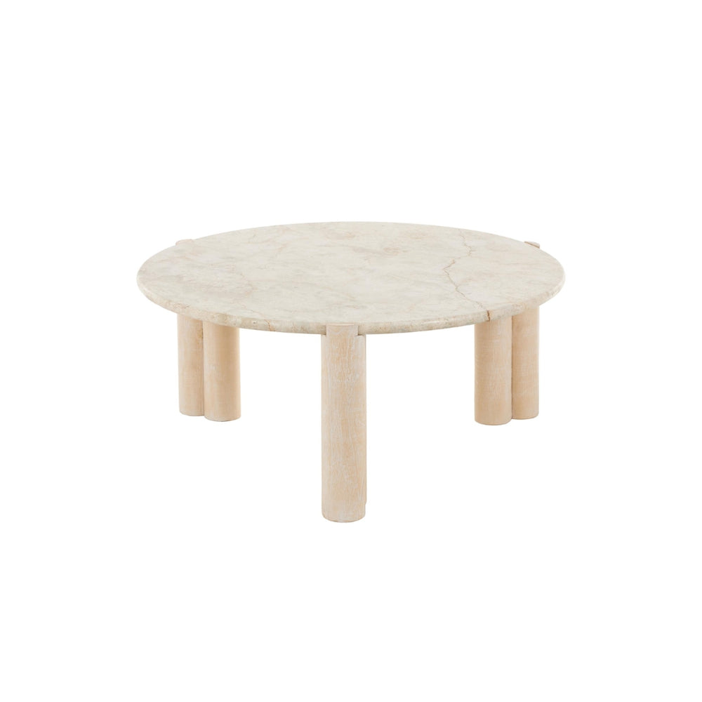 Mesa de centro artesanal en madera de teca estilo natural