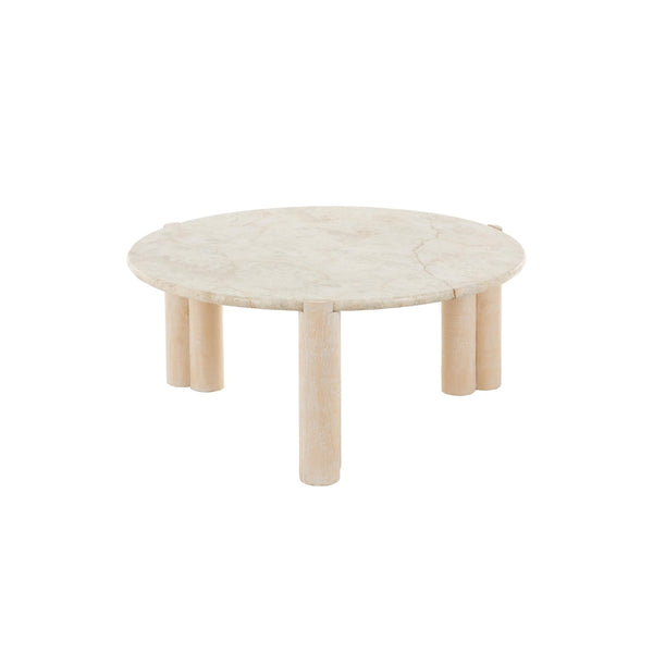 Mesa de centro artesanal en madera de teca estilo natural