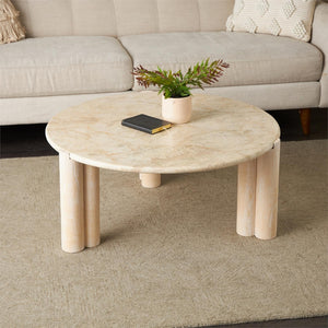 Mesa de centro artesanal en madera de teca estilo natural