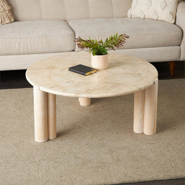 Mesa de centro artesanal en madera de teca estilo natural