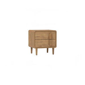 Mesa lateral Lome con 2 gavetas en roble natural y oak finish