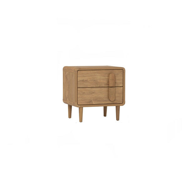 Mesa lateral Lome con 2 gavetas en roble natural y oak finish