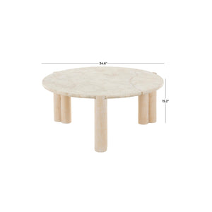Mesa de centro artesanal en madera de teca estilo natural