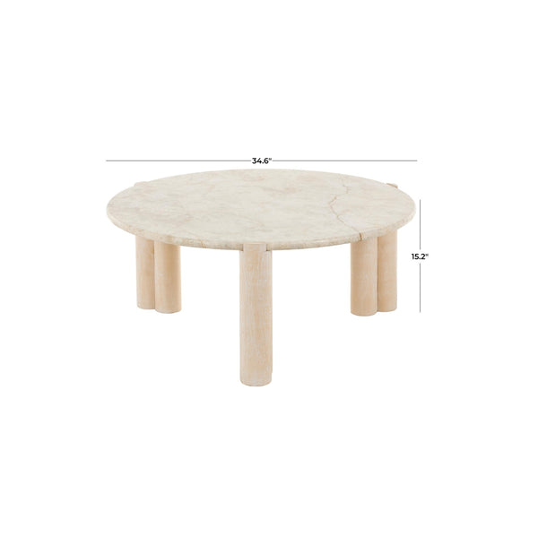 Mesa de centro artesanal en madera de teca estilo natural