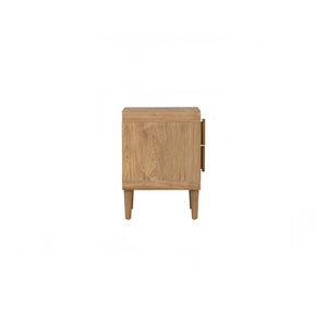 Mesa lateral Lome con 2 gavetas en roble natural y oak finish