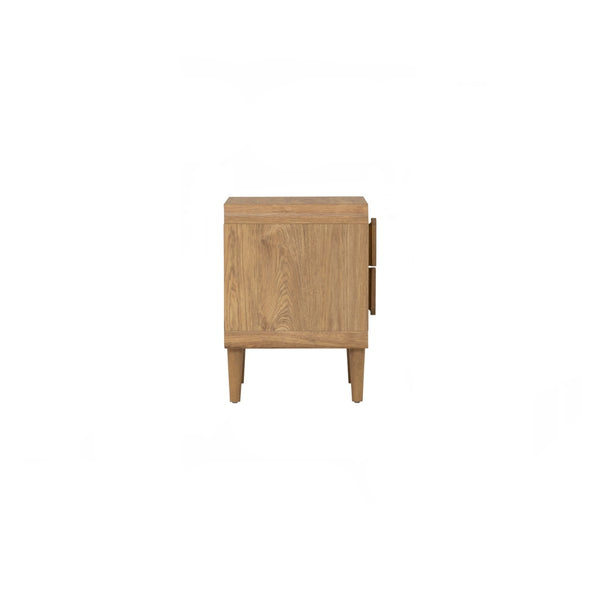 Mesa lateral Lome con 2 gavetas en roble natural y oak finish
