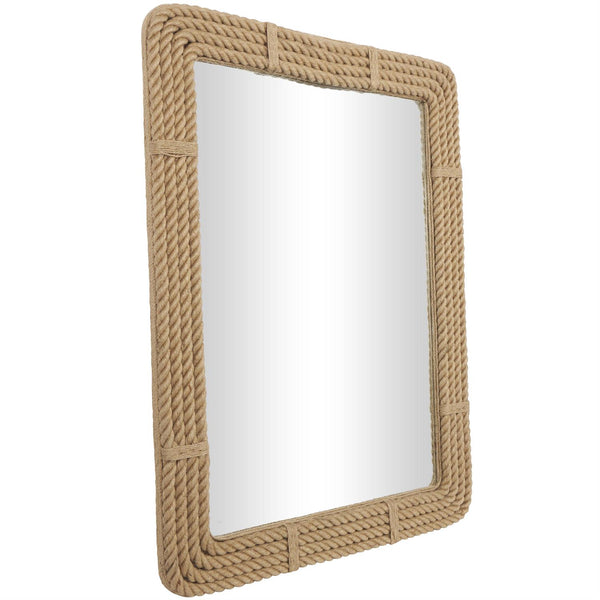Espejo de pared tejido a mano con cuerda de yute
