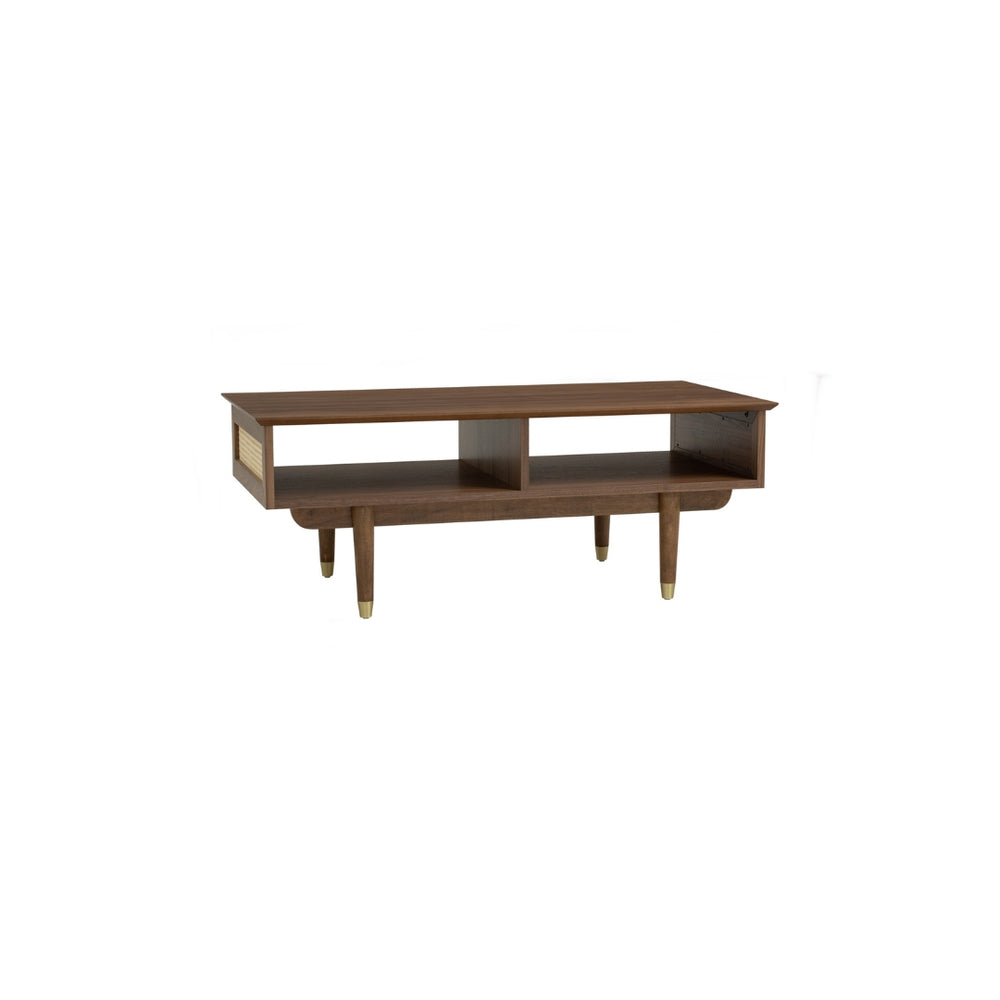 Mesa de centro Royston en roble malayo y ratán natural