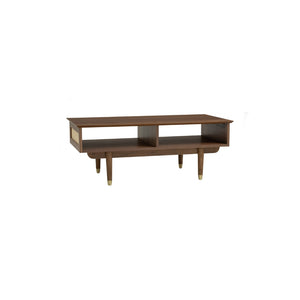 Mesa de centro Royston en roble malayo y ratán natural