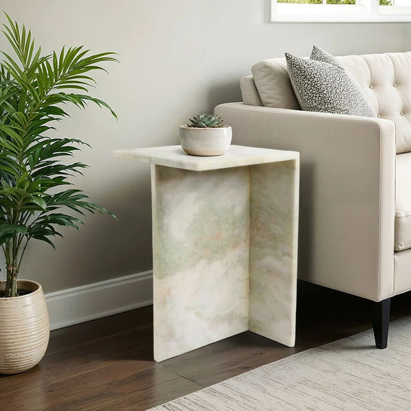 Mesa auxiliar de mármol 20″ × 13″