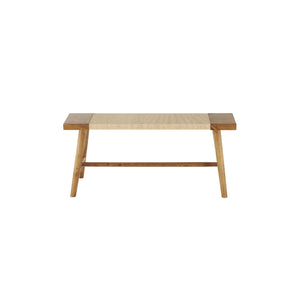 Banco decorativo slim en madera con asiento de ratán