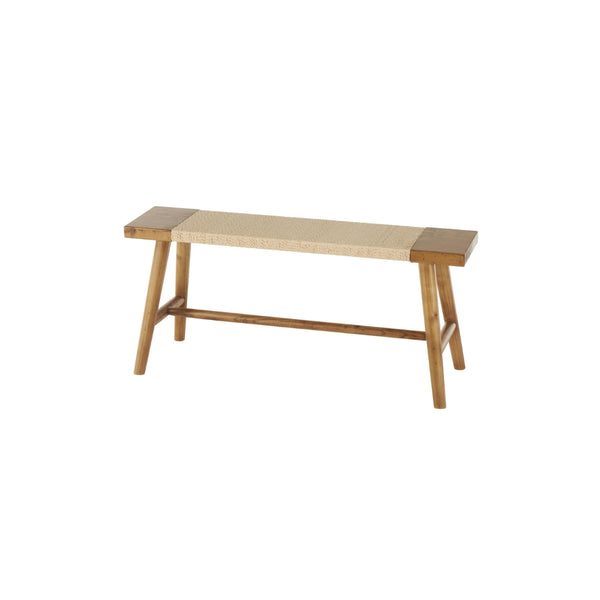 Banco decorativo slim en madera con asiento de ratán
