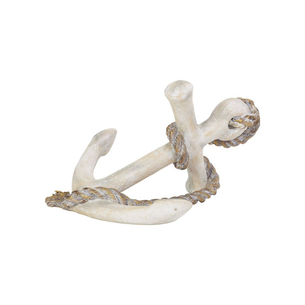 Escultura decorativa de ancla náutica envejecida con cuerda