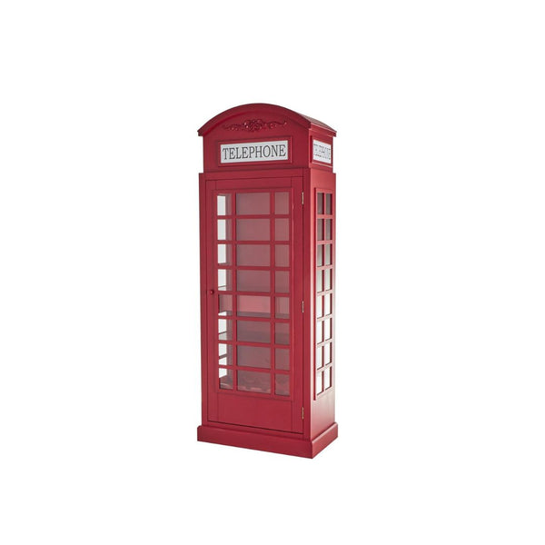 Vinera de cabina telefónica vintage de madera roja