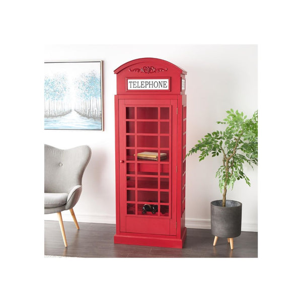 Vinera de cabina telefónica vintage de madera roja