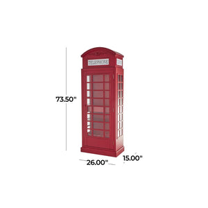 Vinera de cabina telefónica vintage de madera roja