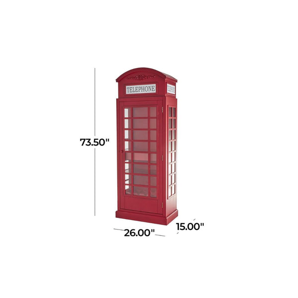 Vinera de cabina telefónica vintage de madera roja