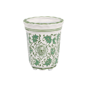 Vela aromática chinoiserie acanalada verde y blanco – 7 oz