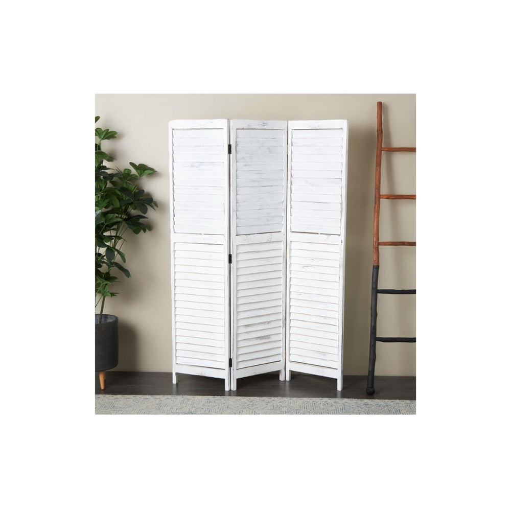 Panel de 3 divisiones de madera blanca