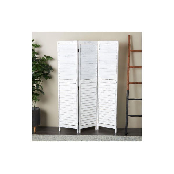 Panel de 3 divisiones de madera blanca