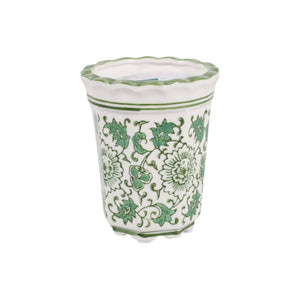 Vela aromática chinoiserie acanalada verde y blanco – 7 oz