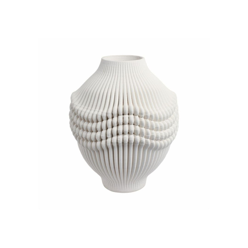 Jarrón decorativo Coulter de porcelana 3D color marfil – 16"