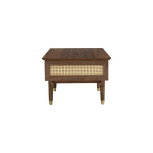 Mesa de centro Royston en roble malayo y ratán natural