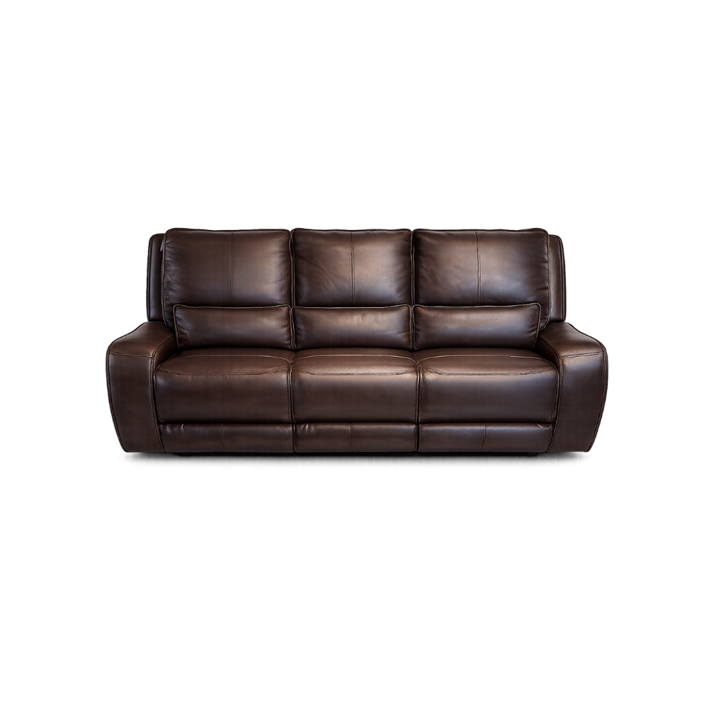 Sofá Reclinable Manual Leather Puccini de 3 Plazas Marrón