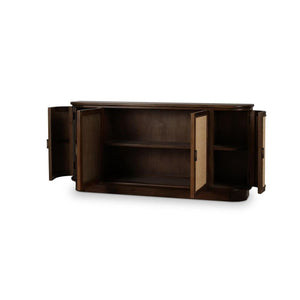 Buffet Dakota Oval con 4 Puertas y Paneles de Rattan