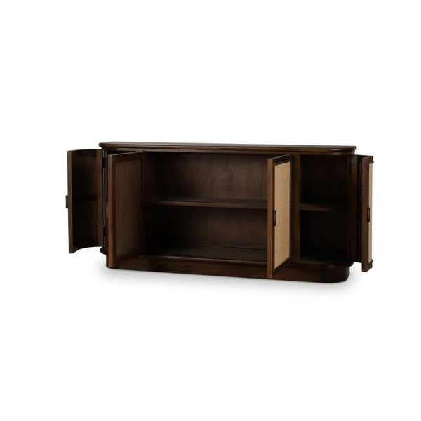 Buffet Dakota Oval con 4 Puertas y Paneles de Rattan