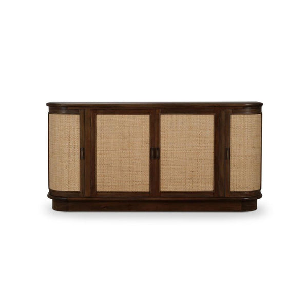 Buffet Dakota Oval con 4 Puertas y Paneles de Rattan