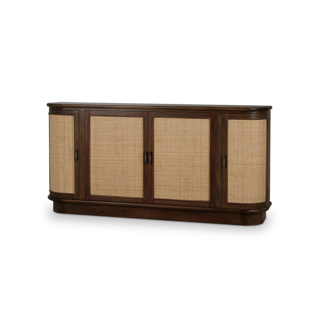 Buffet Dakota Oval con 4 Puertas y Paneles de Rattan