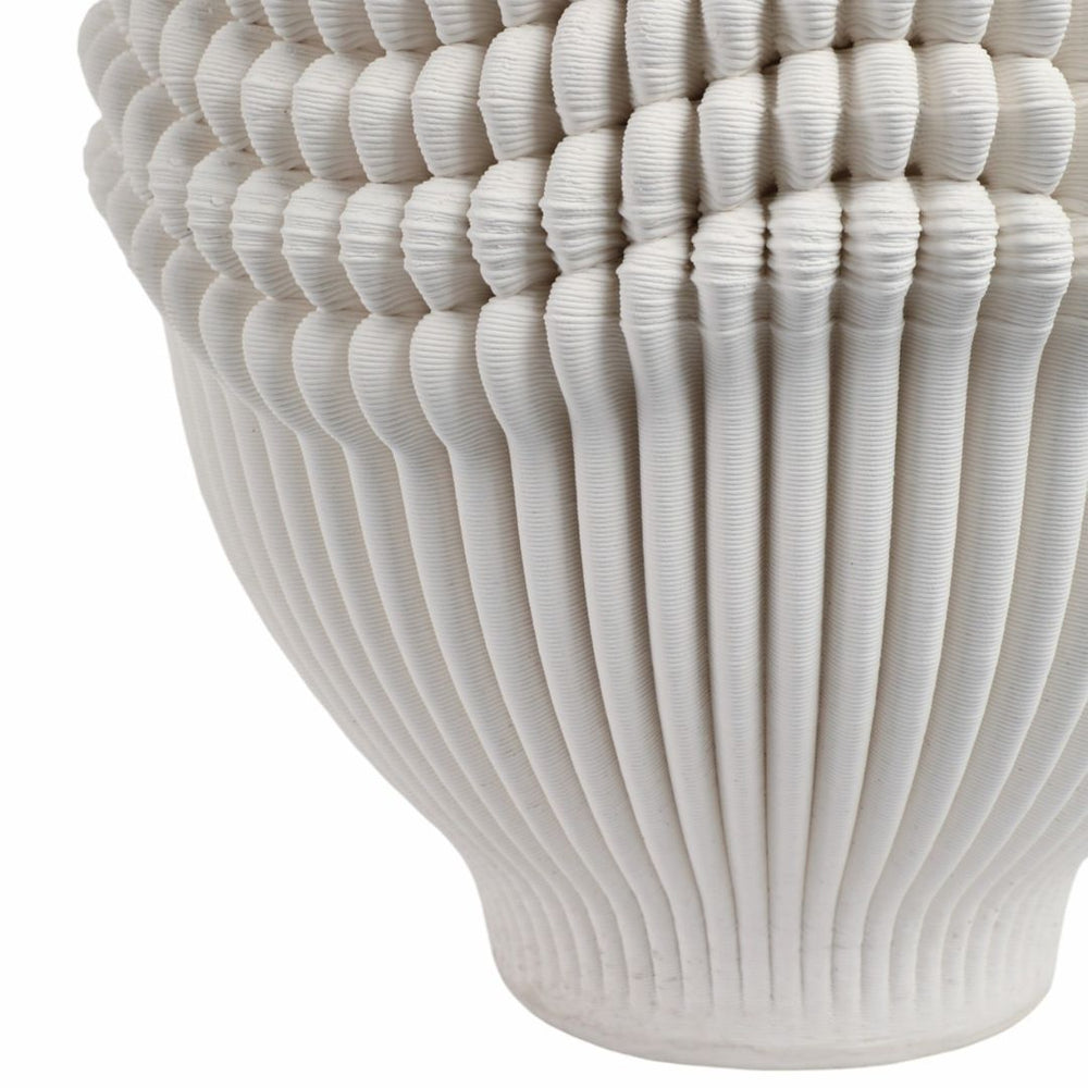 Jarrón decorativo Coulter de porcelana 3D color marfil – 16"