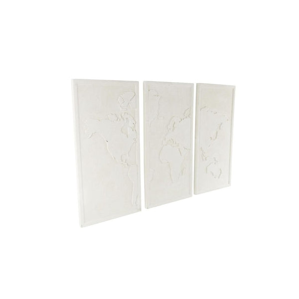 Set de 3 Paneles Decorativos de Pared con Mapamundi 3D
