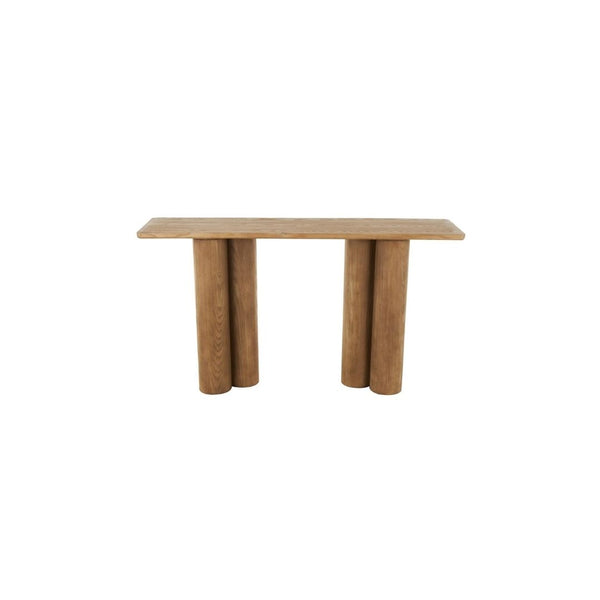 Consola Rectangular de Madera con Patas Tipo Pilar