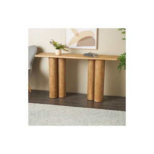 Consola Rectangular de Madera con Patas Tipo Pilar