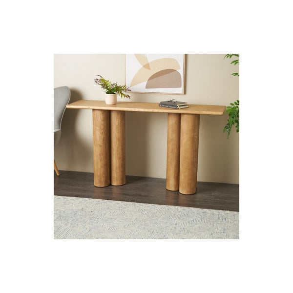 Consola Rectangular de Madera con Patas Tipo Pilar