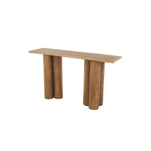 Consola Rectangular de Madera con Patas Tipo Pilar