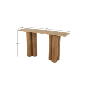 Consola Rectangular de Madera con Patas Tipo Pilar