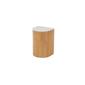 Mesa Auxiliar de Madera con Arco y Tope de Mármol Blanco
