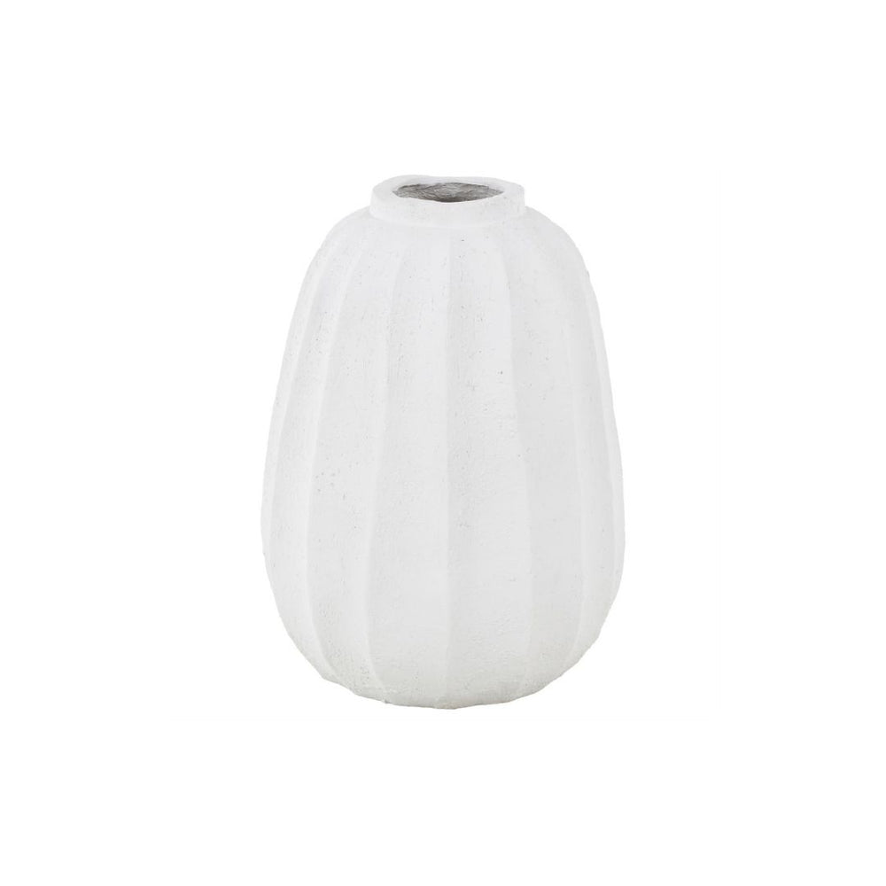 Jarrón Decorativo Blanco Alto con Relieve