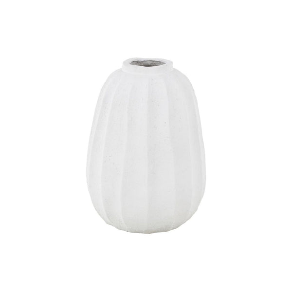 Jarrón Decorativo Blanco Alto con Relieve