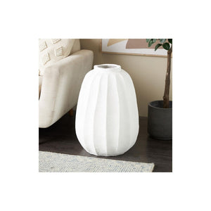 Jarrón Decorativo Blanco Alto con Relieve